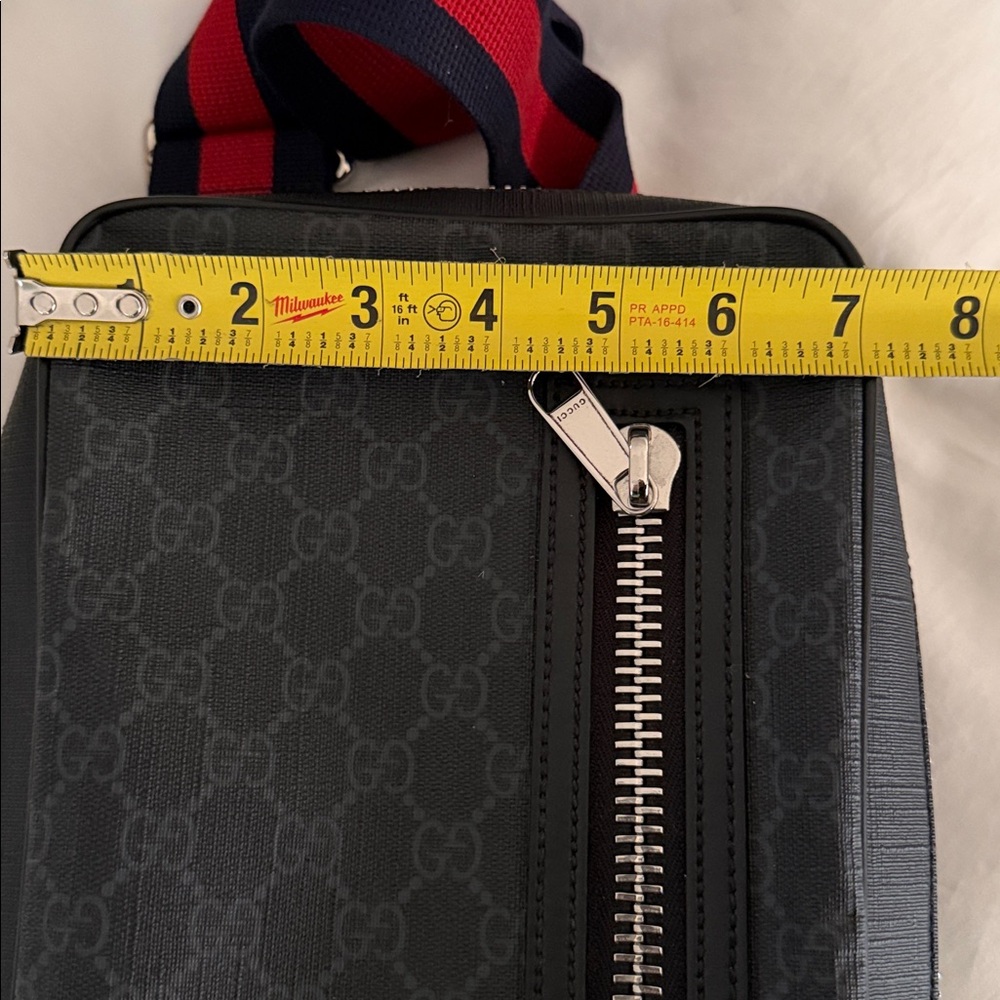 Gucci Black Monogram Crossbody Bag with Red and Blue Strap - Picture 13 of 13